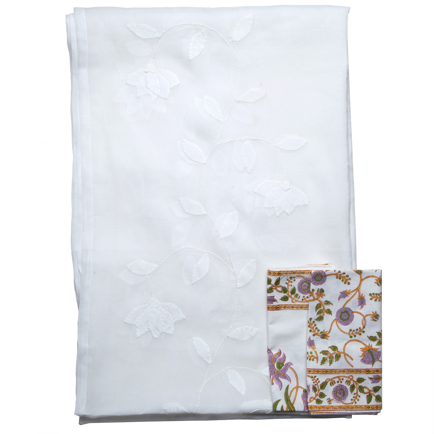 Liana Applique Design Tablecloth - White | Marigold Living